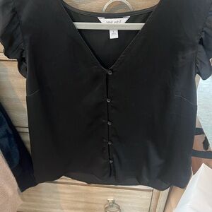 Nine West Black Button-Down Blouse